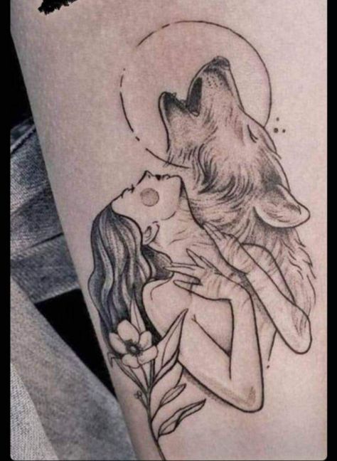 Wolf Girl Tattoos, Wilderness Tattoo, Werewolf Tattoo, Tattoo Pierna, See Tattoo, Rose Drawing Tattoo, Goddess Tattoo, Wolf Tattoo Design, She Wolf