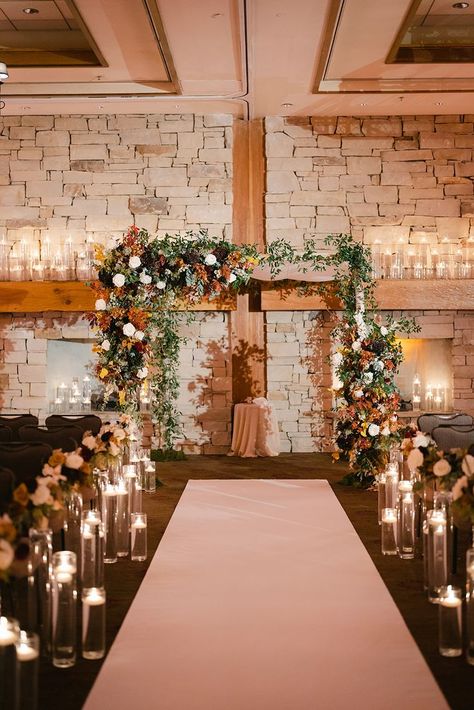 Fall Wedding Chuppah, Chuppah Ideas Indoor, Fall Chuppah, Winterthur Wedding, Bronze Amaranthus, Fall Ceremony Decorations, Wedding Chuppah Flowers, Candlelit Wedding Ceremony, Toffee Rose