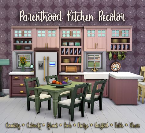 Parenthood Kitchen Posh Recolor Parenthood Kitchen, Sims 4 Outdoor Furniture, Sims 4 Room Decor, Ts4 Kitchen, Sims 4 Parenthood, Sims4 House, Sims 4 Room, The Sims 4 Maxis Match, Sims 4 Kitchen