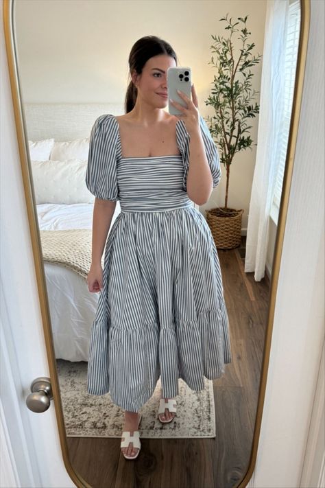 Emerson Poplin Puff Sleeve Midi … curated on LTK Summer Dress Midsize, Tall Skirt, Big Size Dress, Midsize Fashion, 2024 Outfits, Poplin Dress, Slingback Heel, Sewing Ideas, Flat Shoes