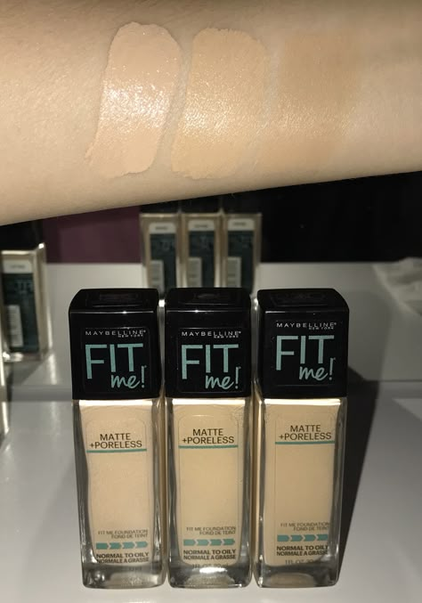 maybelline fit me matte and poreless foundation. shades L-R: 120 classic ivory, 128 warm nude, 220 natural beige. favorite drugstore foundation. Fitme Foundation, Maybelline Foundation Shades, Fit Me Foundation Shades, Maybelline Fit Me Foundation Shade Chart, Fit Me Foundation, Maybelline Matte Foundation, Maybelline Powder Foundation, Foundation Maybelline Fit Me, Maybelline Fit Me Foundation Neutral Undertone