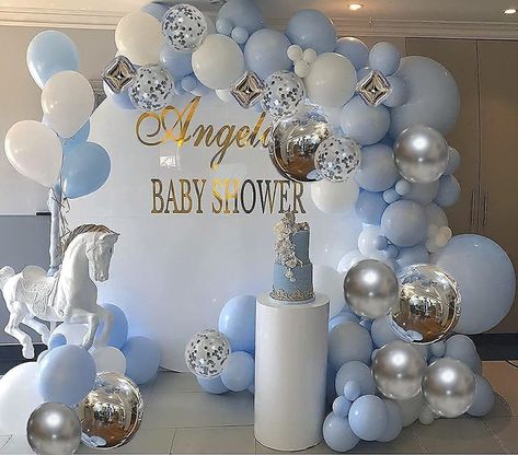 Balloons For Baby Shower, Christening Themes, Γενέθλια Mickey Mouse, Ideas Bautizo, Baby Shower Balloon Decorations, Baby Shower Deco, Metallic Balloons, Birthday Party Theme Decorations, Garland Arch