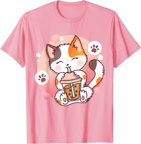 Bubble Tea Anime, Cat Boba Tea, Cat Boba, Tea Shirt, Kawaii Design, Boba Tea, Kawaii Cat, Timeless Gifts, Mom Gifts