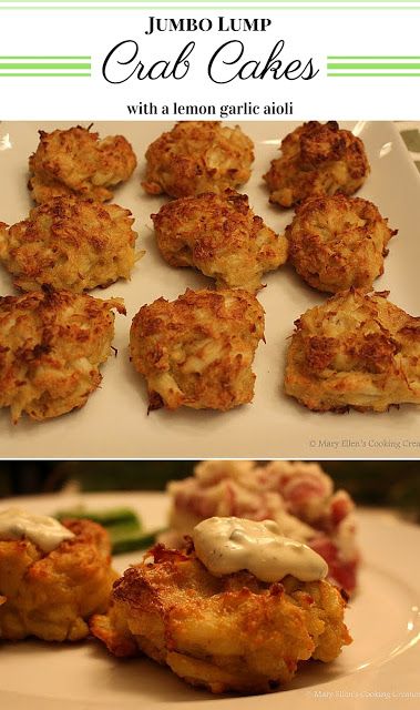 Jumbo+Lump+Crab+Cakes+with+a+Lemon+Garlic+Aioli+ Jumbo Lump Crab Cakes, Cakes With Lemon, Lemon Garlic Aioli, Jumbo Lump Crab, Lump Crab Cakes, Crab Cake Recipes, Lump Crab, Bite Size Appetizers, Crab Cake