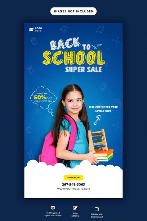 Back to school with discount offer insta... | Premium Psd #Freepik #psd #banner #school #children #template Banner School, Come Back To School, Back To School Banner, Kids Banner, Education Banner, Print Design Template, Education Poster Design, Professional Social Media, School Creative