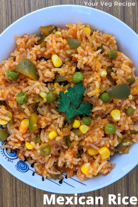 Mexican rice is tomato-based rice with lots of veggies like corn, peas and capsicum. It is a flavourful one-pot meal which is easy to make and tastes divinely. #MexicanRice #JainRecipe #JainFood #noonionnogarlicRecipe #RiceRecipes #Easytocook #QuickRecipe #IndianRecipes #Food #Recipes Empanada Dough, Jain Recipes, Veg Recipe, Mexican Rice Recipes, Vegetarian Mexican, Gluten Free Sides, Gluten Free Sides Dishes, Food Blogging, Mexican Rice