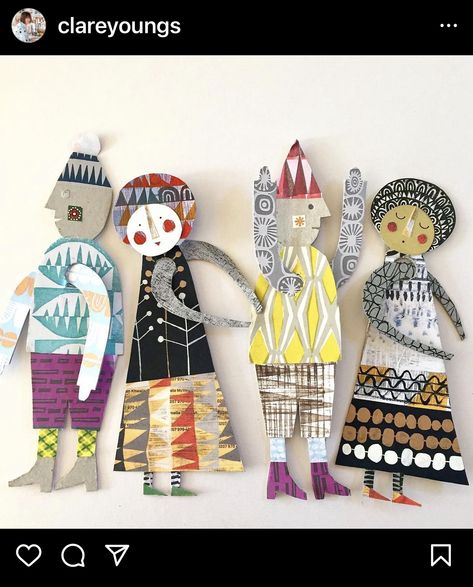 Clare Youngs, Contemporary Collage, Paper People, Picture Quilts, Cardboard Cutout, Collaborative Art, Paper Artwork, Collage Ideas, Paper Artist