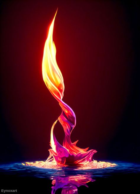 Wallart. Digital artwork of a flame on water. Firedrop. Ai art. Fire Digital Art, Fire And Water Aesthetic, Fire Element Art, Flame Digital Art, Water And Fire Painting, Flames Artwork, Fire Graphic Design, Fire Sculpture, Fire Abstract