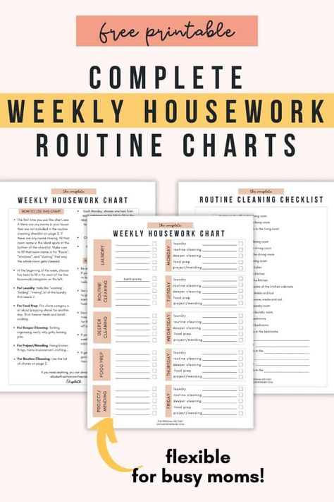 Keeping up on your housework is so much easier when you have a good plan! I made this free printable chore chart to go along with my chore system that is being used by adults all over the world. Swapping out your long to-do list with this simple chart and new routine will be a total game changer in your family's life! Chore Chart For Adults, Chore List Printable, Household Chores List, Weekly Chore List, Household Chores Chart, Adult Chore Chart, Chore Schedule, Simple Chart, Chore System