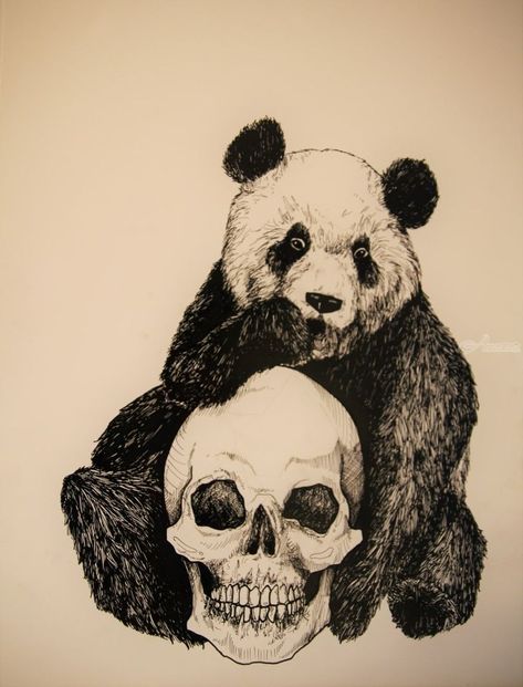 Panda Skull, Panda Tattoo, Illustration Tattoo, Art Realism, Unicorn Art, Sketch Illustration, Artwork Online, Realism Art, Realistic Drawings