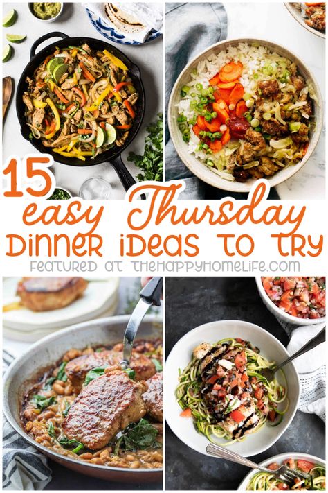 Don't settle for takeout on a busy Thursday. These easy Thursday dinner ideas are ready in 30 minutes or less and are healthy and delicious! Thursday Dinners Ideas, Thursday Night Meals Easy Dinners, Thursday Lunch Ideas, Thursday Recipes Dinners, Thursday Food Ideas, Easy Dash Diet Dinner Recipes, Quick Thursday Dinner Ideas, Thursday Dinner Ideas Families, Easy Thursday Night Dinner