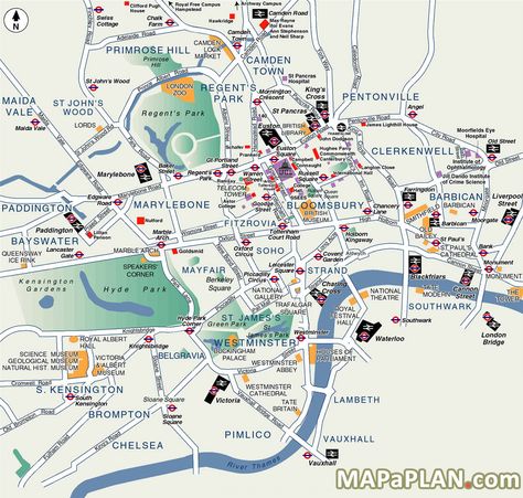 London top tourist attractions map Popular destination spots London Tourist Attractions Map, London Attractions Map, Central London Map, Map Of London, London Map Print, London Vacation, England Trip, London Attractions, London Baby