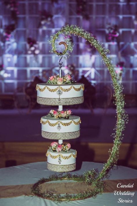 latest wedding cake #weddingcakes Cake Designs For Reception, Cake Design For Wedding Reception, Latest Wedding Cake Trends, Hanging Cake Wedding, Reception Cake Designs, Roka Cake Designs, Ring Ceremony Cake Design, Indian Wedding Cake Designs, Dummy Wedding Cake Ideas