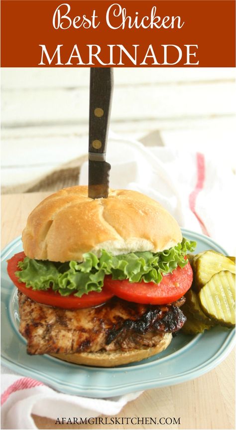 Best Grilled Chicken Marinade, Grilled Chicken Burgers, Simple Marinade, Best Chicken Marinade, Easy Chicken Marinade, Grilled Chicken Marinade, Chicken Burgers Recipe, Chicken Marinade Recipes, Chicken Sandwich Recipes