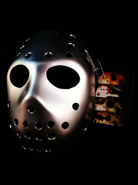 PART IX PROMOTIONAL POSTER CHROME PAINTED HOCKEY MASK BY JAYSTEAD79 MANIACMASKS®. Jason Mask, Promotional Poster, Hockey Mask, Jason Voorhees, Halloween Face, Hockey, Face Makeup, Halloween Face Makeup, Mask