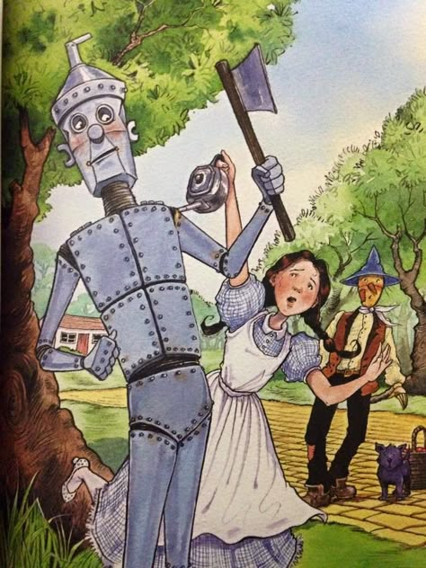 The Wizard of Oz, Dorothy, Scarecrow, Toto meets Tin Man The Tin Man Wizard Of Oz, Wizard Of Oz Characters, Wolf Illustration, Man Illustration, Tin Man, Land Of Oz, The Wonderful Wizard Of Oz, Disney Concept Art, Wizard Of Oz