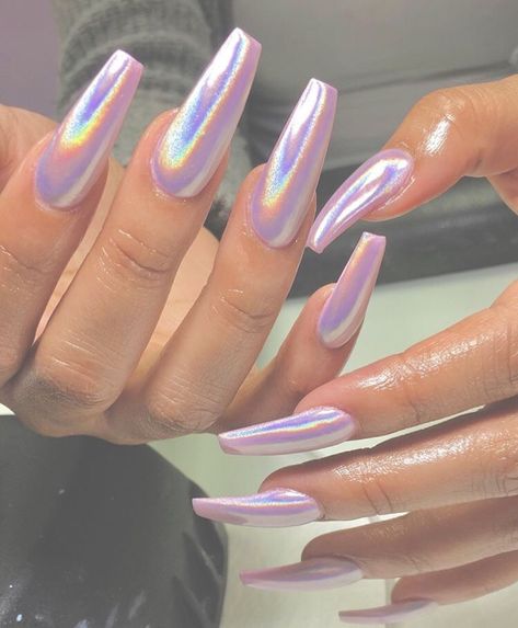 Holographic Nail Designs, Extra Nails, Purple Nail, Nail Stuff, Long Acrylic, Holographic Nails, Coffin Nails Designs, Short Acrylic Nails, Nail Polishes