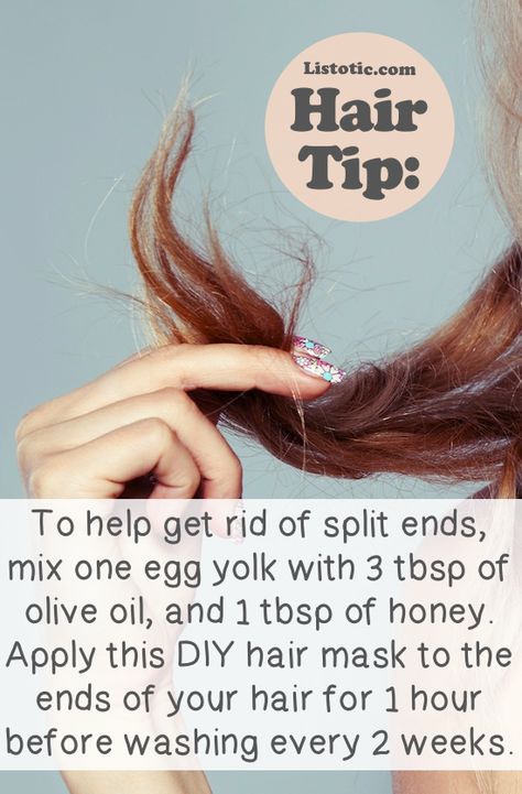 split end hair mask: 1 egg yolk + 3 tbsp olive oil + 1 tbsp of honey, 1 hr before washing, every 2 weeks. Diy Hair Mask, Dead Ends, Hair Treatments, Have Inspiration, Wedding Hair Inspiration, Beauty Remedies, Hair Remedies, Hair Coloring, Split Ends