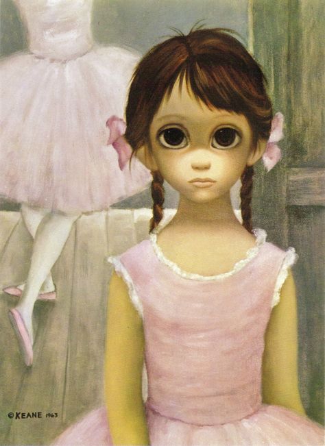 "The Reluctant Ballerina" ~ by Margaret Keane, 1964 Margaret Keane, Big Eyes, Ballerinas, Pink, Art