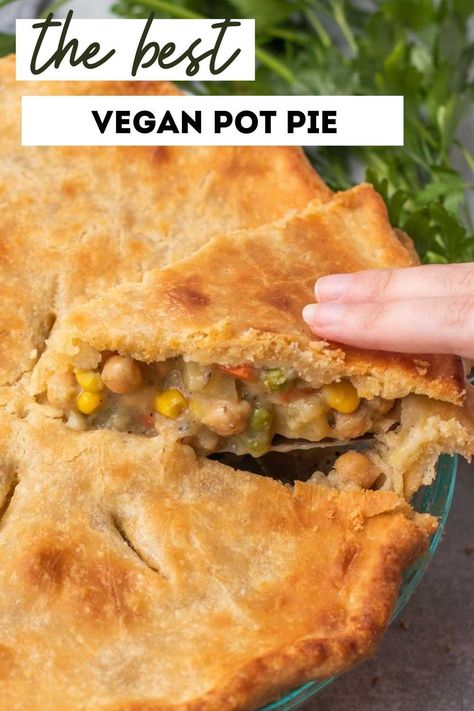 Vegan Vegetable Pot Pie Recipe, Vegan Vegetable Pot Pie, Vegan Potpie Recipe, Vegan Savory Pie Recipes, Chickpea Pie, Pot Pie Vegan, Vegan Veggie Pot Pie, Chickpea Pot Pie, Vegan Vegetable Pie