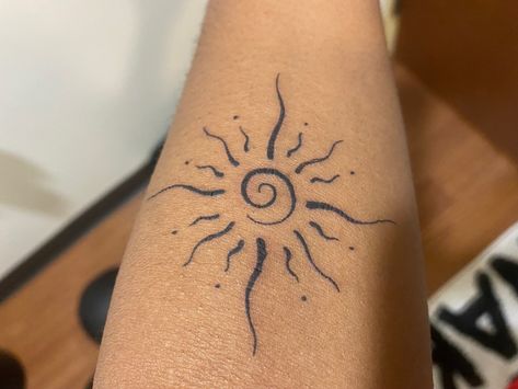 tattoo inspo, naruto seal tattoo Sun On Hip Tattoo, Sun On Shoulder Tattoo, Sun Hip Tattoo, Naruto Seal Tattoo, Spiral Sun Tattoo, Sun Sternum Tattoo, Hippy Tattoo, Naruto Seal, Spiral Tattoo