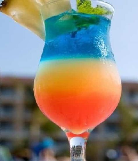 Rainbow cocktail.Rum based alcoholic mixed drink. Swimming Pool Cocktail, Rainbow Cocktail, Cream Of Coconut, Dessert Shots, Mixed Drinks Alcohol, Tipsy Bartender, Blue Curacao, Jello Shots, Alcohol Drink Recipes