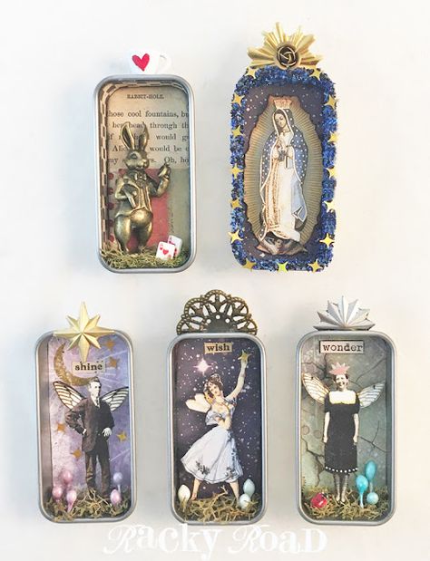 Shrines Art, Altoids Tins, Altered Tins, Matchbox Art, Shadow Box Art, Tin Art, Recycled Art, Glitter Glass, Assemblage Art