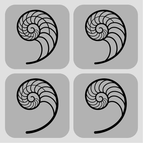 Fibonacci Spiral designs by Karianne Hutchinson Illustration Nautilus shell nautilus spiral vector art design spiral tattoo Nautilus Shell Tattoo, Fibonacci Shell, Geometric Nature Tattoo, Fibonacci Spiral Tattoo, Nautilus Tattoo, Spiral Tattoo, Fibonacci Art, Shell Spiral, Shell Tattoo