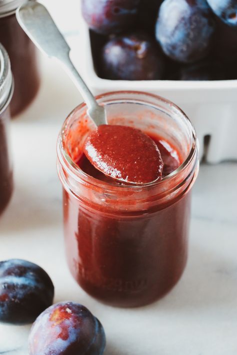 Spicy Asian Plum Sauce - Lepp Farm Market Asian Plum Sauce Canning, Spicy Plum Sauce Recipe, Plum Sauce Recipe Homemade, Asian Plum Sauce Recipe, Plum Hot Sauce, Plum Sauce Canning Recipe, Plum Sauce Recipe, Plum Recipes, Plum Sauce