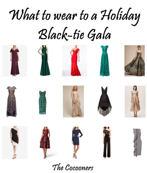 What to wear to a formal black-tie semi-formal cocktail holiday Christmas gala Black Tie Dress Code Women, Black Tie Christmas Party, Black Tie Christmas, Christmas Gala, Black Tie Dress Code, Party Dress Codes, Charity Gala, Black Tie Optional, Office Holiday Party