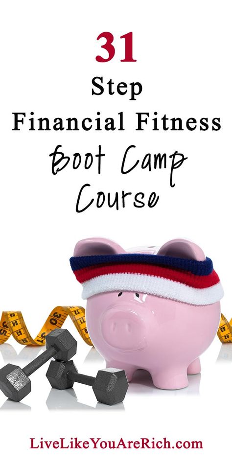 31 Day Financial Fitness Boot Camp Course. #livelikeyouarerich #financial #financialfitness #bootcamp #financialplanning #financialliteracy Fitness Bootcamp, Couponing For Beginners, Financial Fitness, Thrifty Living, Savings Planner, Boot Camp Workout, Financial Abundance, Family Finance, Making Life Easier