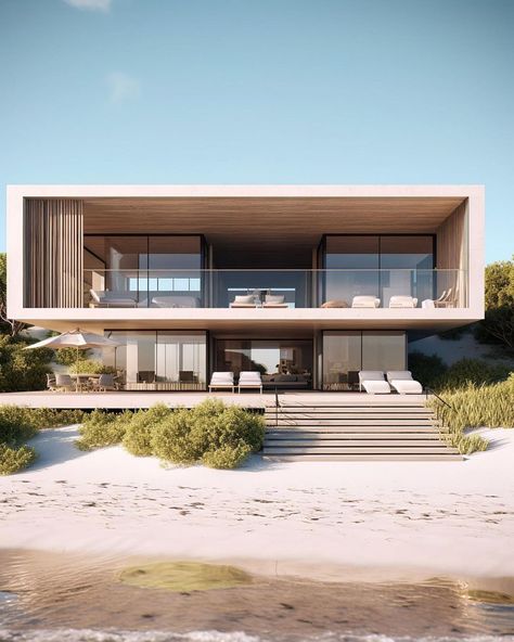 Modern Village House Design, Modern Village, Beach Houses Architecture, House Architecture Styles, Malibu Beach House, Caribbean Homes, Small Villa, Modern Minimalist House, House Outer Design