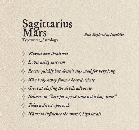 Sagittarius Mars, Capricorn Earth Sign, Mars In Sagittarius, Isfj Personality, Astrology Meaning, Journal Topics, Sagittarius Quotes, Pisces Moon, Birth Chart Astrology