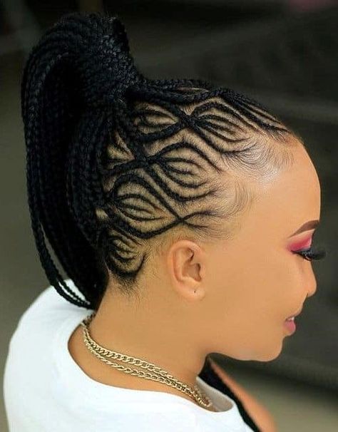 Chukwu Hairstyle, Feedin Ponytail Braids With Heart, Conrow Ponytails, Black Braids Hairstyles, Ladies Hair Style, African Braids Hairstyles Pictures, Latest Hair Braids, Cornrows Braids For Black Women, Black Hair Updo Hairstyles