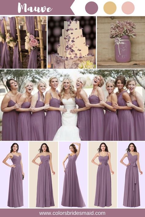 Dusty Purple Wedding Table Decor, Mauve Theme Wedding, Mauve Purple Wedding, Bridesmaid Dresses Mauve, Mauve And Navy Wedding, Dusty Purple Wedding, Mauve Gown, Dusty Purple Bridesmaid Dresses, Mauve Bridesmaid Dresses