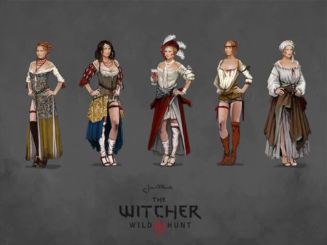 prostitutes, Jan Marek on ArtStation at https://www.artstation.com/artwork/yAVy9 Witcher 3 Concept Art, Rpg Clothes, Witcher Art, Larp Costume, Witcher 3, Concept Art Character, Fantasy Images, The Witcher 3, Medieval Clothing