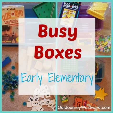 Busy Boxes for Early Elementary | Our Journey Westward Quiet Time Boxes, Homeschool Thanksgiving, Homeschool Christmas, After School Care, Activity Bags, Quiet Time Activities, Activity Box, Busy Boxes, Quiet Activities