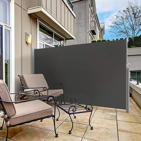 Amazon.com: sunseen Side Awning Retractable Patio Awning Folding Screen Fence Privacy Wall Corner Divider Indoor Room Divider Garden Outdoor Sun Shade Wind Screen with Steel Pole (L 118” x H 71”, Dark Grey): Kitchen & Dining Pallet Patio Decks, Pallet Deck Diy, Deck Shade, Diy Privacy Screen, Fence Privacy, Retractable Shade, Patio Privacy Screen, Garden Privacy Screen, Privacy Wall