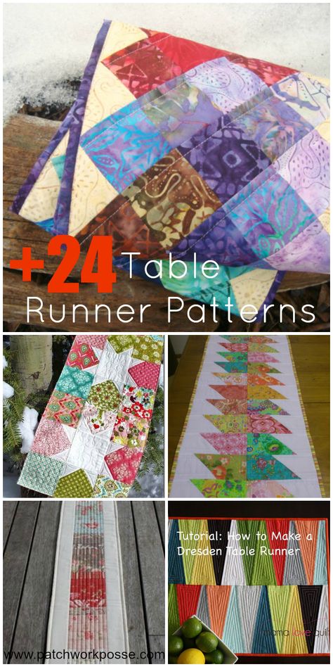 Simple sewing projects-- the table runner is a great place to learn a few new techniques. There are over 24 different table runner patterns to pick from. The size of the runner isn't large, so Table Runner Patterns Free, 10 Minute Table Runner, Kitchen Table Runner, Table Runner Patterns, Table Runner Diy, Patchwork Table Runner, Quilted Table Runners Patterns, Quilted Table Toppers, Quilt As You Go