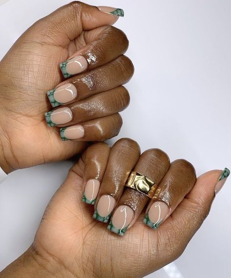 Short Nails Green, Green Short Nails, Trending Nail Colors, Nail Colors And Designs, Drip Nails, Green Sage, Short Square Acrylic Nails, Nails Tumblr, Bling Acrylic Nails