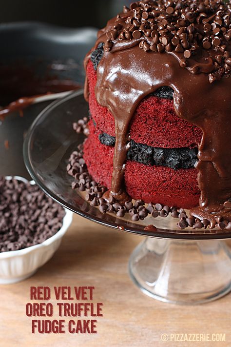 You deserve more than a basic red velvet cake. Get the recipe from Pizzazzerie.   - Delish.com Oreo Truffle, Truffle Chocolate, Hersheys Kisses, Red Velvet Oreo, Chocolate Halloween, Recipes Halloween, Spider Cookies, Recipes Pumpkin, Red Velvet Cake Recipe