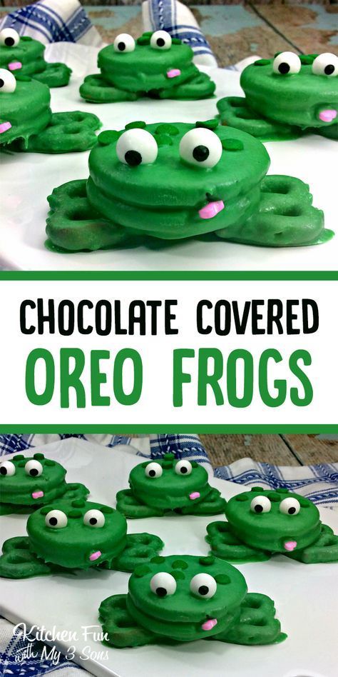 Oreo Frogs, Frog Cookies, Kids Treat, Chocolate Covered Oreo, Snacks To Make, Cute Snacks, Oreo Dessert, Fun Snacks For Kids, Googly Eyes