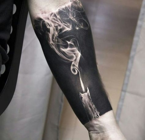 Gorgeous Negative Space Tattoo Designs Tato Realis, Tattoos Arm Mann, Forearm Cover Up Tattoos, Tato Flash, Lower Arm Tattoos, Negative Space Tattoo, Catrina Tattoo, Candle Tattoo, Tattoo Filler