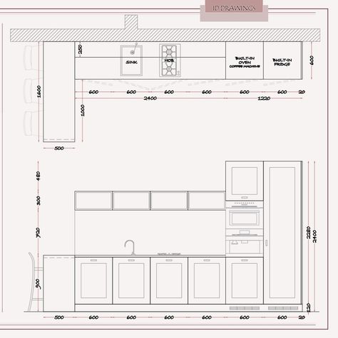 Kitchenette Ideas, Kitchen Elevation, Kitchenette Design, Miele Kitchen, Kitchen Cabinet Layout, Interior Design Layout, Kitchen Drawing, Kitchen Layout Plans, Interior Architecture Drawing