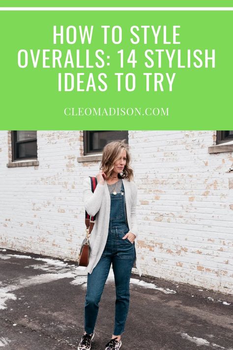 Overalls With Sneakers Outfit, How To Style Linen Overalls, Overalls With Collared Shirt, 2023 Overall Outfits, Jean Bibs Overalls Outfit, Overalls For Work, How To Wear Bib Overalls Outfit, Overalls Outfit Fall 2022, Women's Overalls Outfits