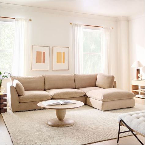 Light Colored Sectional, Cozy Sectional Couch Living Room, Affordable Couches Living Room, Additional Seating Living Room, Light Beige Couch Living Room, Light Tan Couch Living Room, Sectional Couch Small Living Room, Tan Sectional Living Room, Sectional Small Living Room