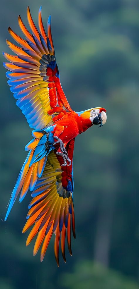 colorful flying parrot Scarlet Macaw Aesthetic, Macaw Parrot Photography, Pretty Parrots, Flying Parrot, Macaw Art, Beautiful Parrots, Parrot Flying, Parrot Wings, Birds Photography Nature