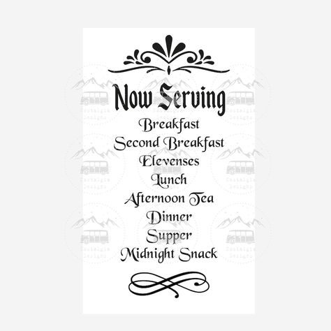 Lord Of The Ring, Menu Sign, Second Breakfast, Sign Svg, Svg Funny, The Ring, Lord Of The Rings, The Hobbit, Printed Items