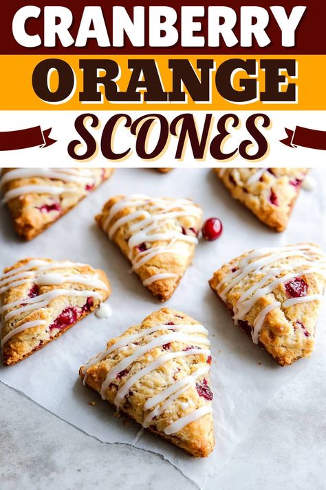 Between the pops of tart fruit and the citrusy glaze, these cranberry orange scones are a dream come true any time of year. Orange Cranberry Cream Scones, Dried Cranberry Orange Scones, Cranberry Orange Scones Made With Sour Cream, Apricot Scones Dried, Dried Cranberry Scones Recipe Easy, Holiday Scones, Orange Cranberry Scones, Sweet Scones, Sour Cream Scones