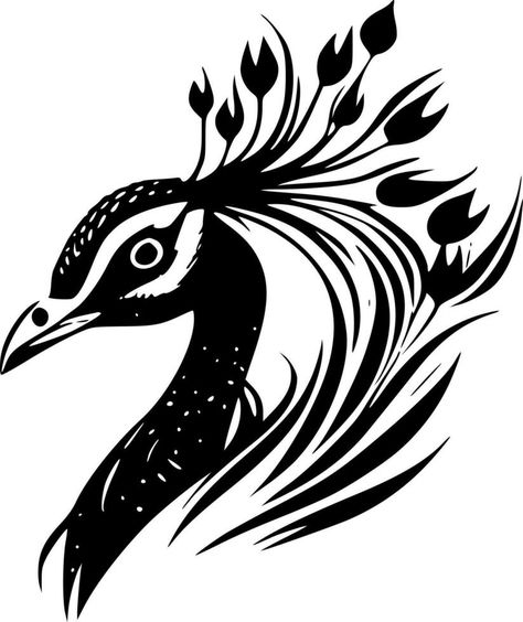 Peacock - Black and White Isolated Icon - Vector illustration Peacock Stencil Design, Easy Tattoos To Draw, Peacock Vector, Japanese Ornament, Stencil Patterns Templates, Eagle Artwork, Peacock Drawing, Wedding Symbols, Wall Drawings